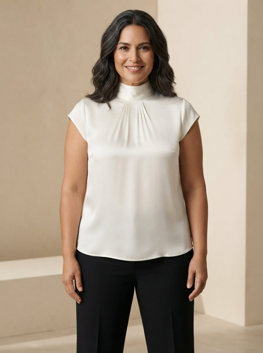 Ginevra | High-Neck Satin Blouse