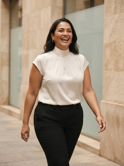 Ginevra | High-Neck Satin Blouse