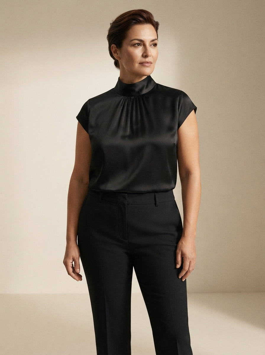 Ginevra | High-Neck Satin Blouse