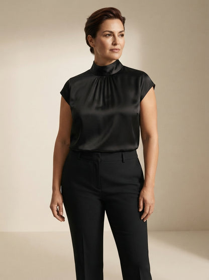 Ginevra | High-Neck Satin Blouse