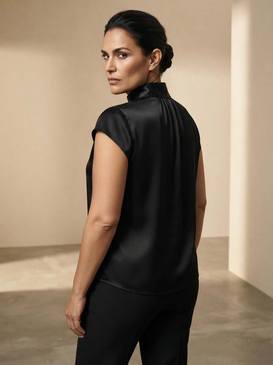 Ginevra | High-Neck Satin Blouse