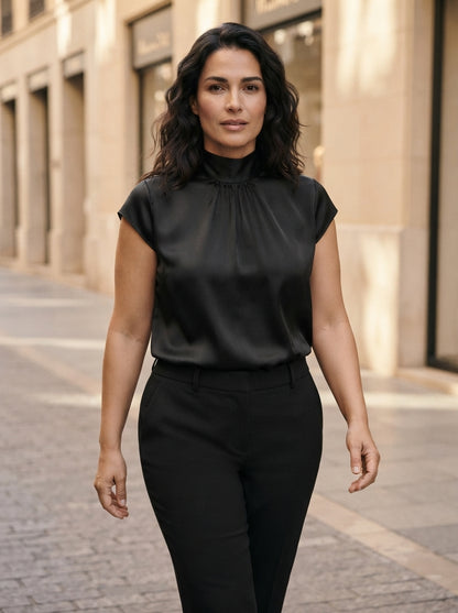 Ginevra | High-Neck Satin Blouse