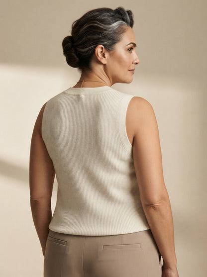 Lucie | White knit vest
