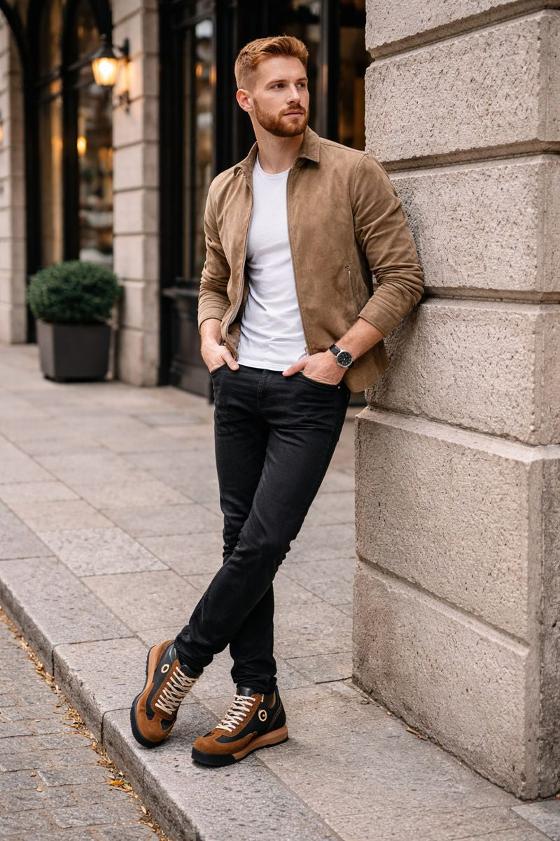 Oslo - Zapatillas urbanas de piel y serraje