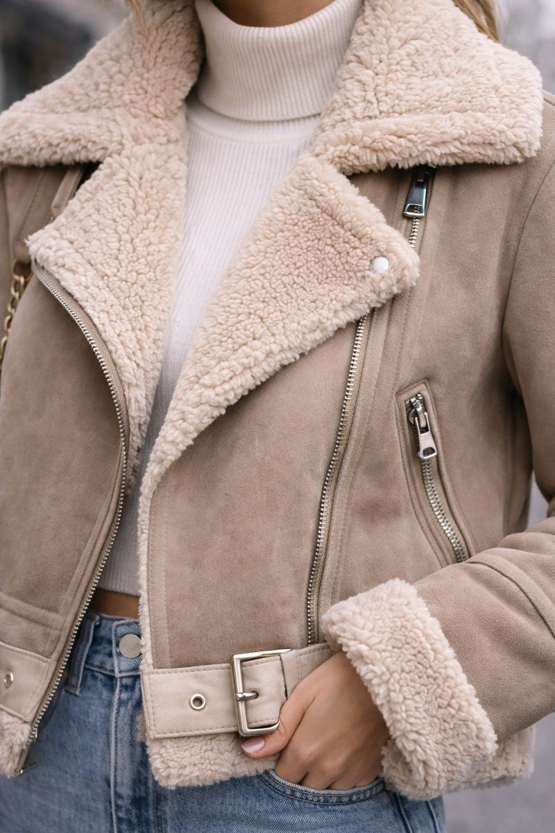 Aitana - Cazadora efecto ante con borreguito