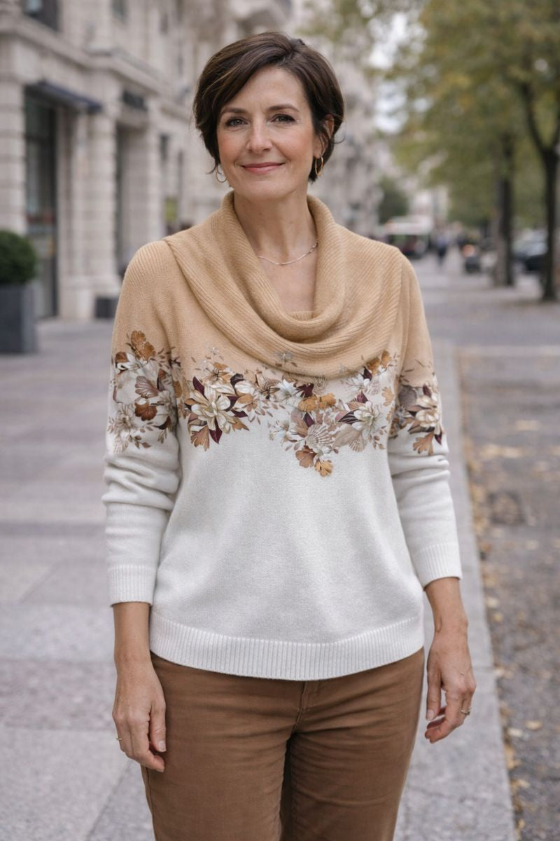 Amore | Jersey floral con cuello suave