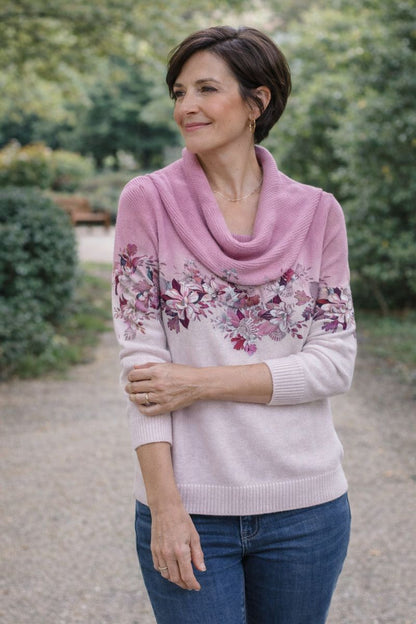 Amore | Jersey floral con cuello suave