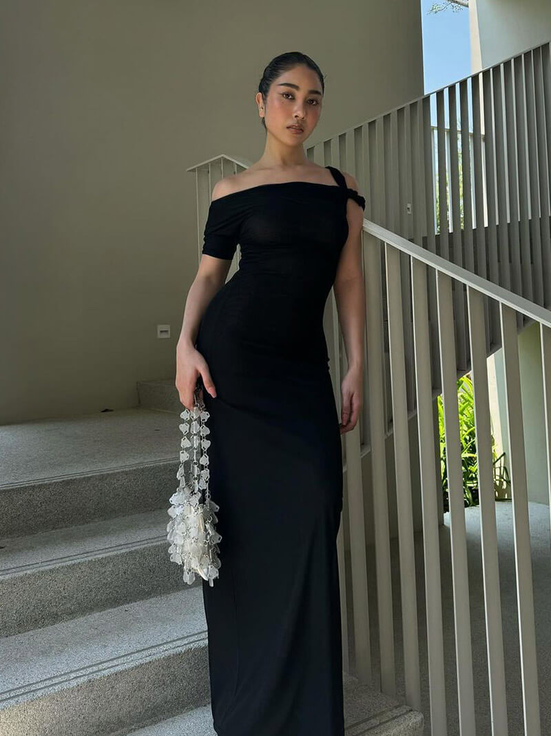 vestido largo Kylie retorcido