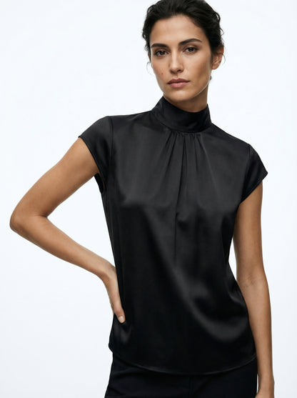 Ginevra | Blusa de Satén de Cuello Alto