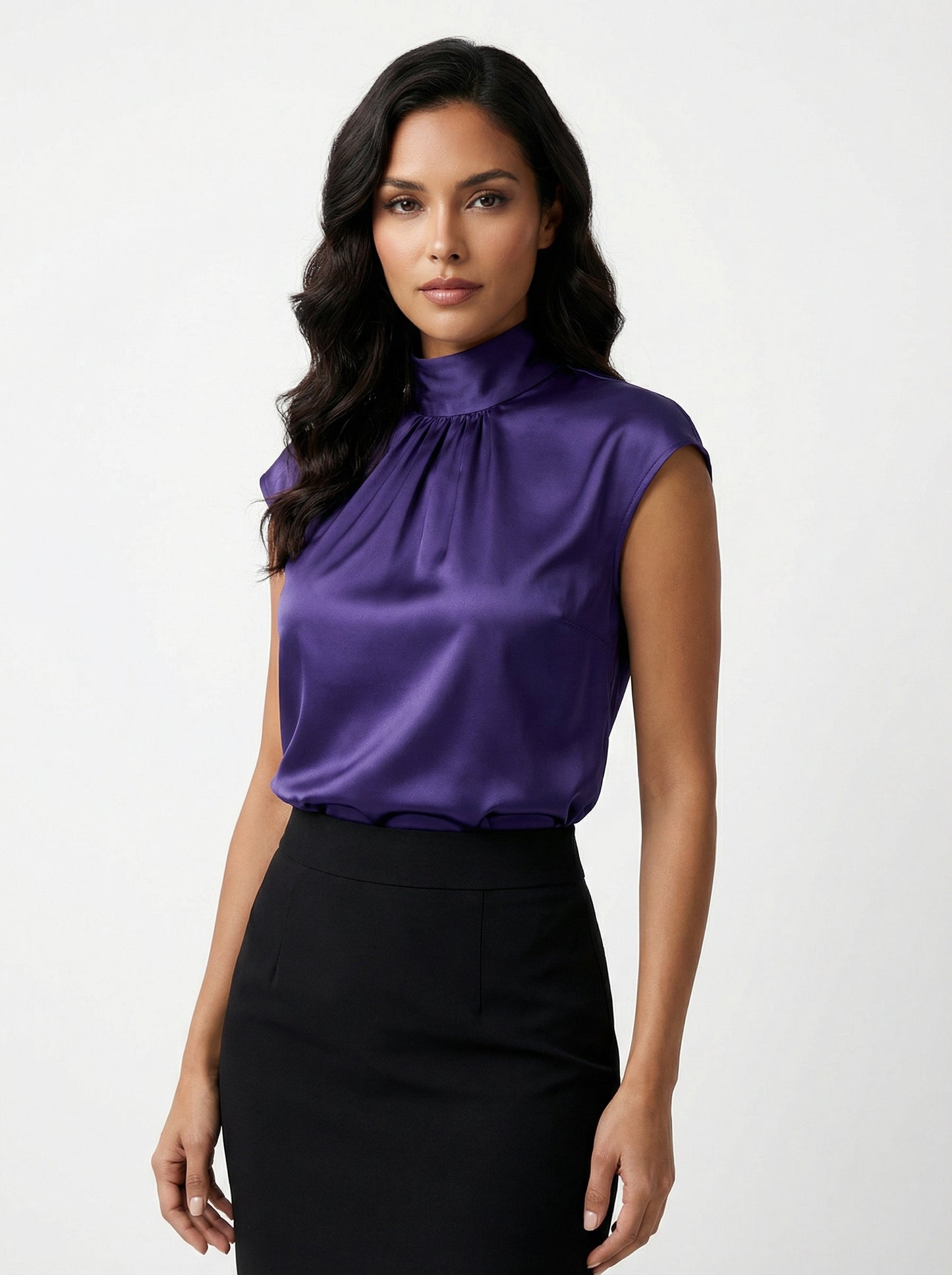 Ginevra | Blusa de Satén de Cuello Alto