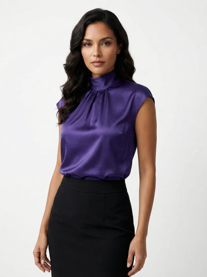 Ginevra | Blusa de Satén de Cuello Alto