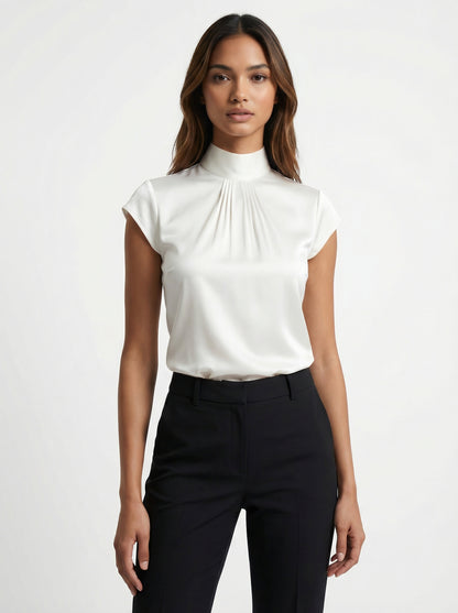 Ginevra | Blusa de Satén de Cuello Alto