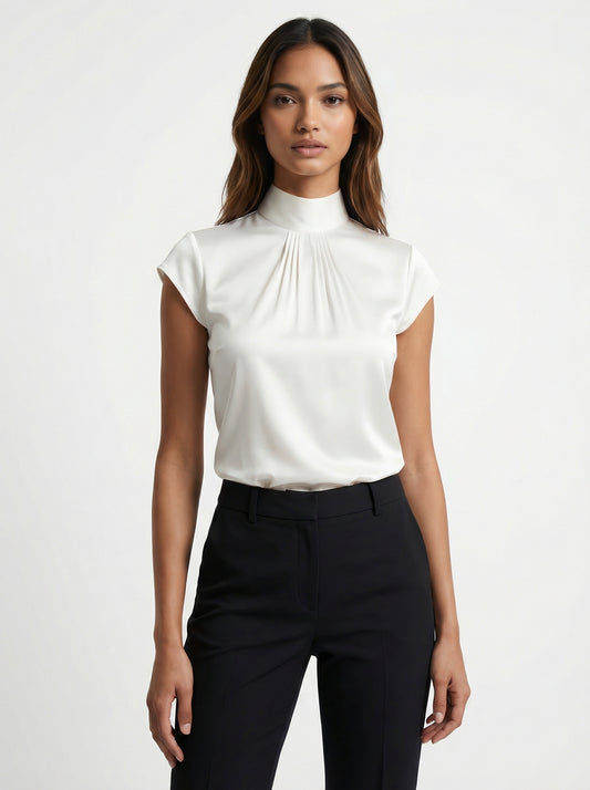 Ginevra | Blusa de Satén de Cuello Alto