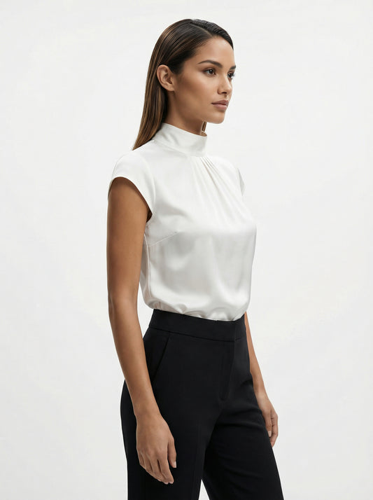 Ginevra | Blusa de Satén de Cuello Alto