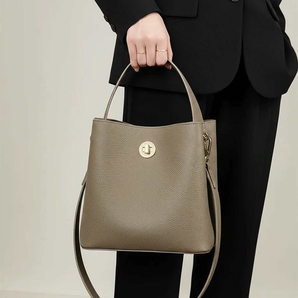 Elise – Bolso tote negro de piel vegana con asa corta y bandolera