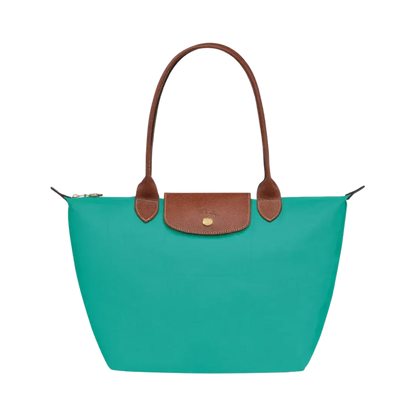 Bolso Tote de Nylon con Asas de Piel