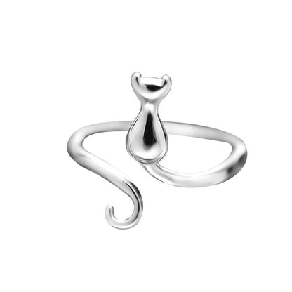 Mina – Anillo Ajustable de Gato Minimalista en Plata