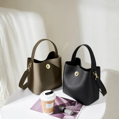 Elise – Bolso tote negro de piel vegana con asa corta y bandolera